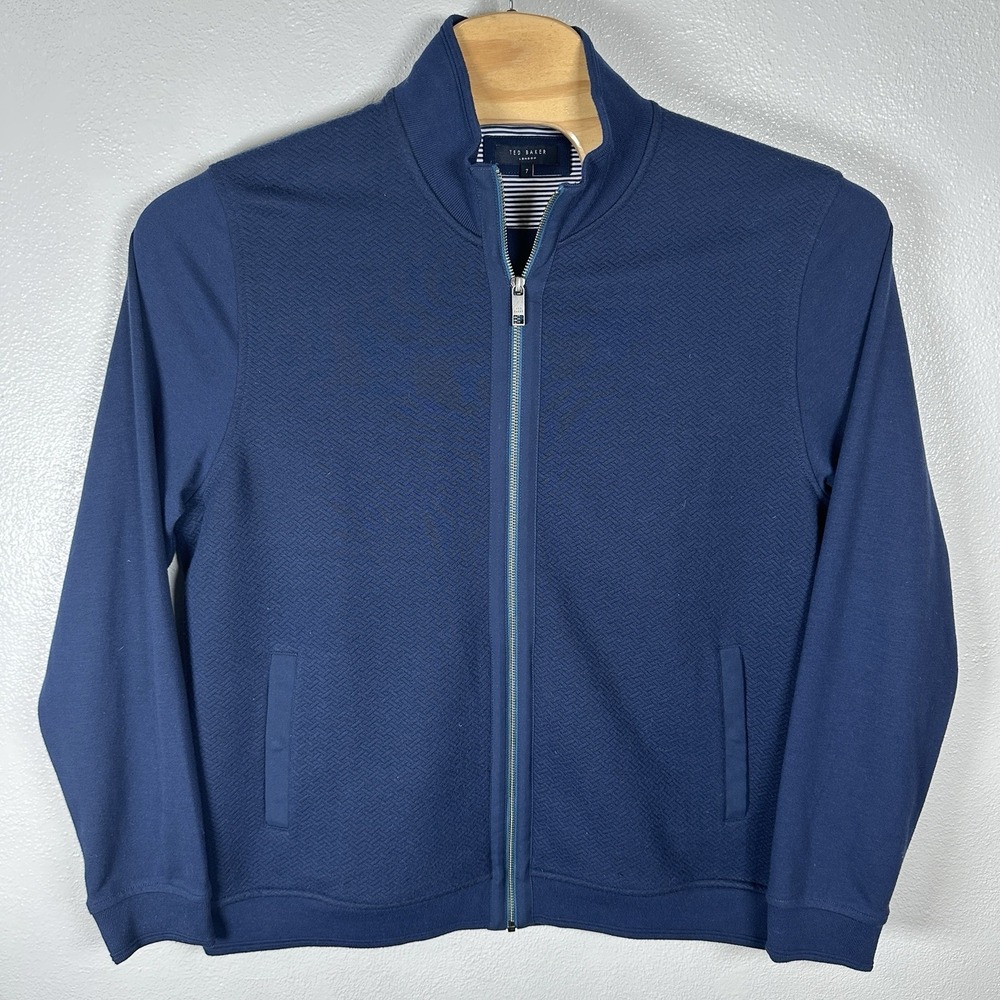 Ted Baker London Full Zip Navy Blue Cardigan Jacket Mens Size 7/XXXL/3XL Pockets